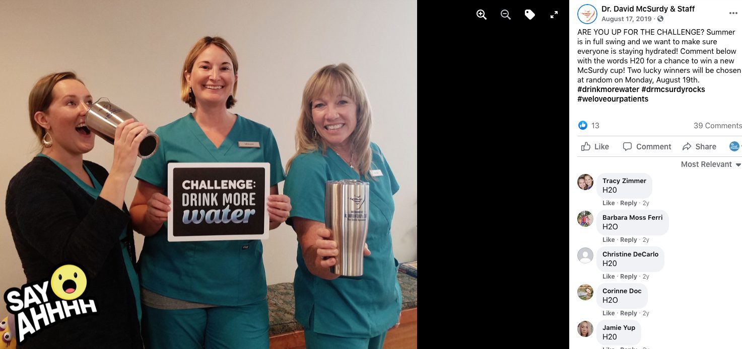 dental office facebook contest ideas example